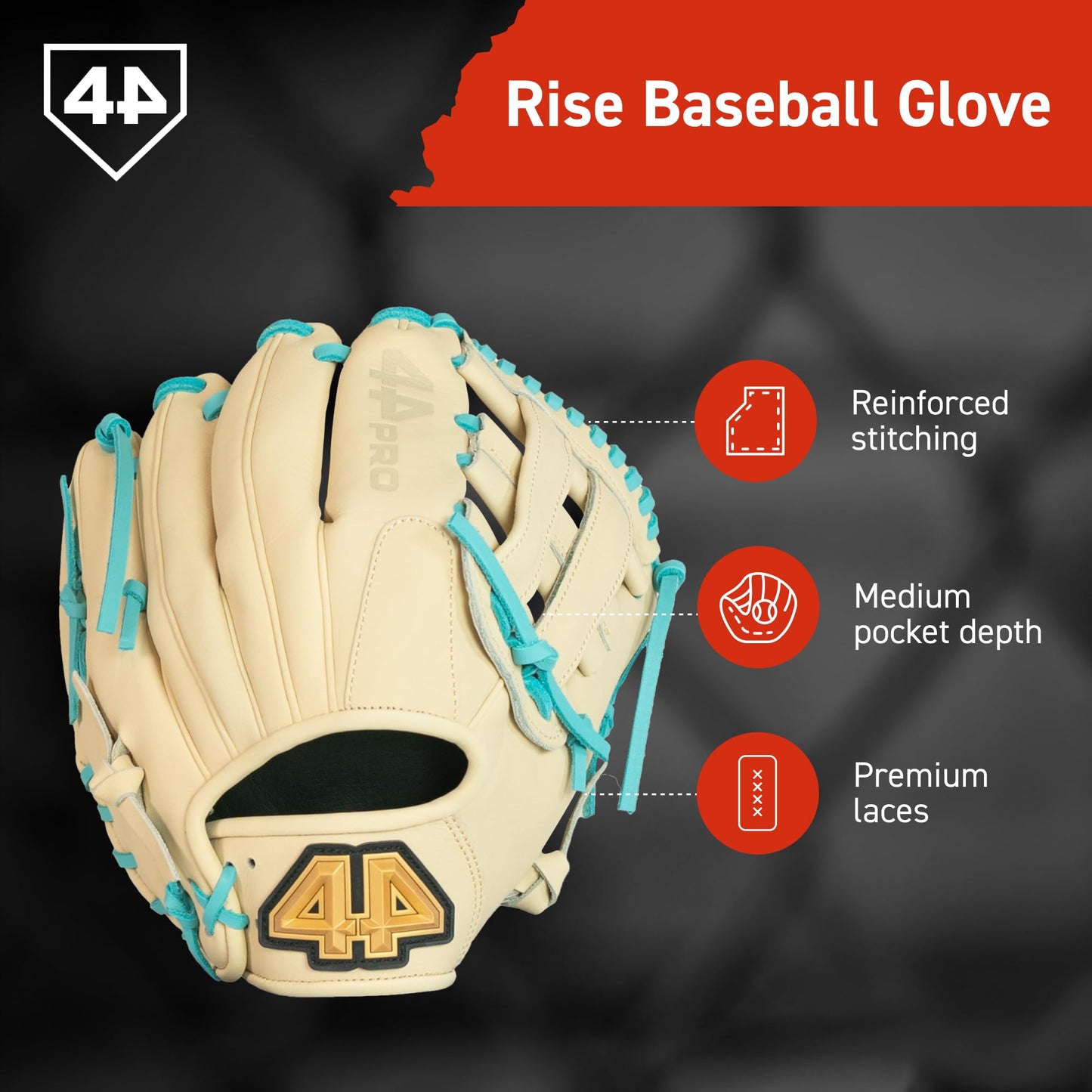 44 PRO BB Stock Rise Baseball Glove for Youth & Little Leag
