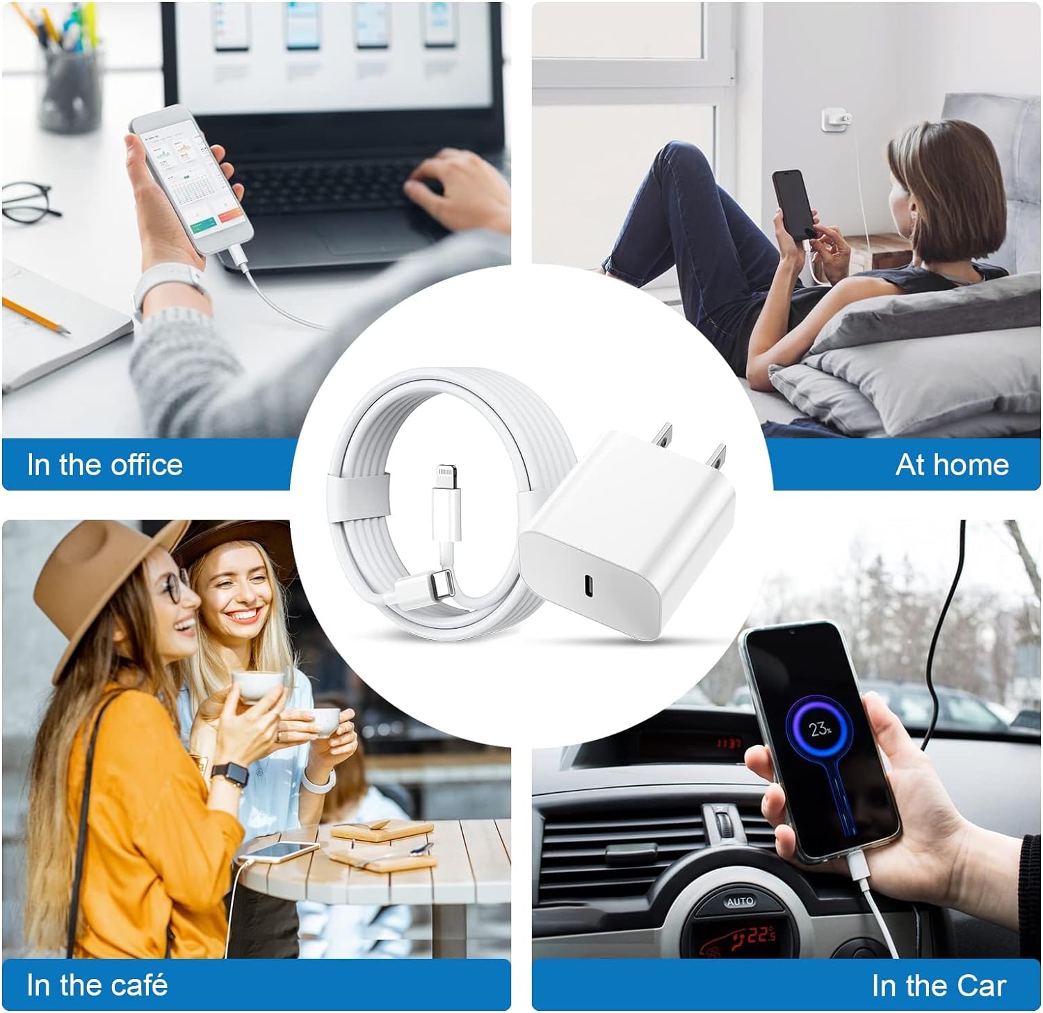 GREPHONE iPhone Charger Fast Charging,20W PD USB C Wall Charger 4 Pack with 6FT Fast Charging Cable