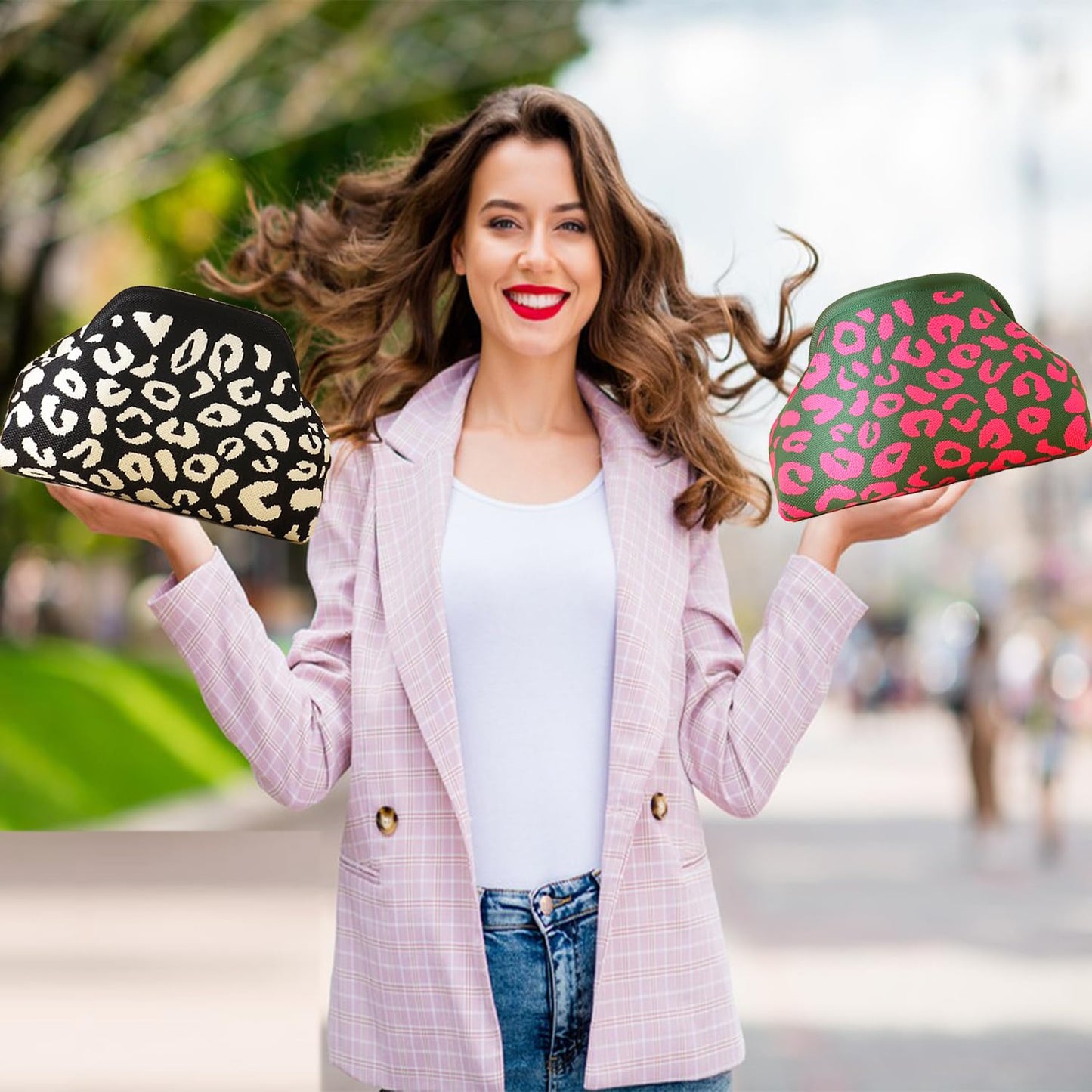 Clutch Purses for Women,Woven Crochet Bag&Cosmetic Bag Dumpling Striped Cloud Purse Evening Handbag Summer Beach