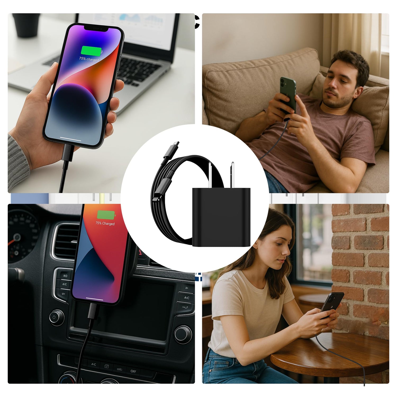 GREPHONE iPhone Charger Fast Charging,20W PD USB C Wall Charger 4 Pack with 6FT Fast Charging Cable