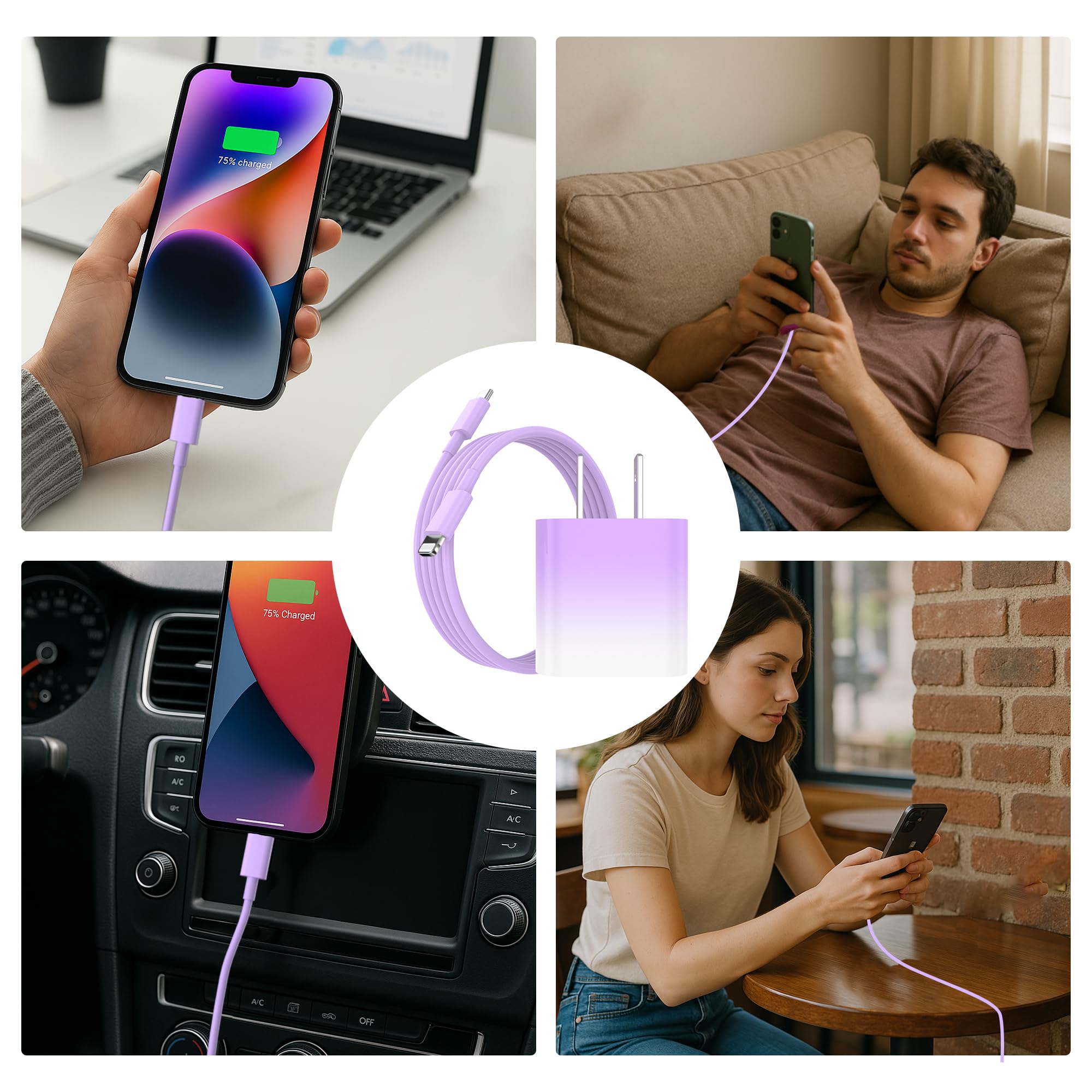 GREPHONE iPhone Charger Fast Charging,20W PD USB C Wall Charger 4 Pack with 6FT Fast Charging Cable