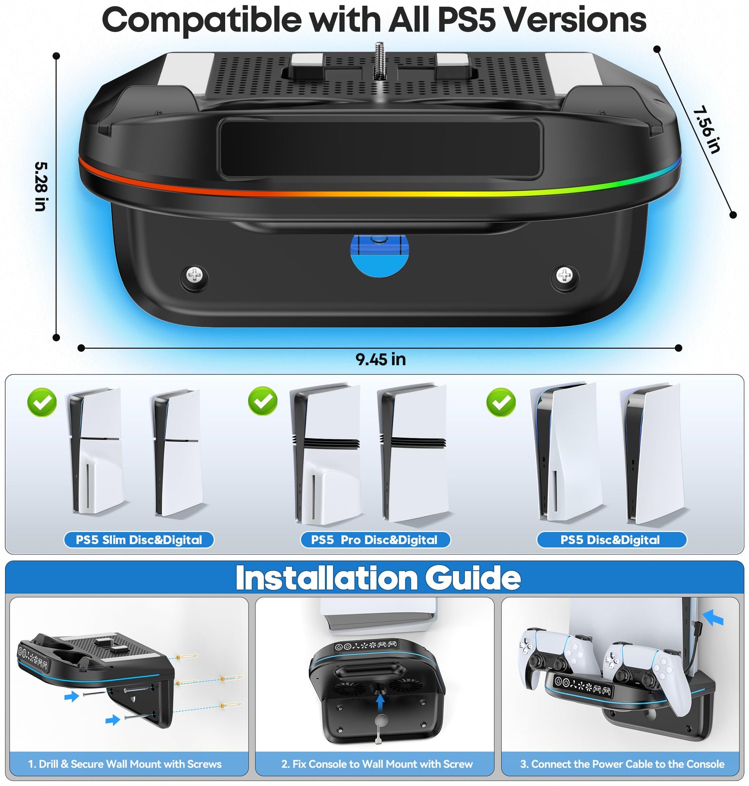 PS5 Soporte de Pared con Ventilador