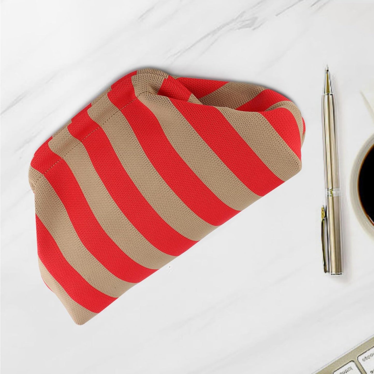 Clutch Purses for Women,Woven Crochet Bag&Cosmetic Bag Dumpling Striped Cloud Purse Evening Handbag Summer Beach