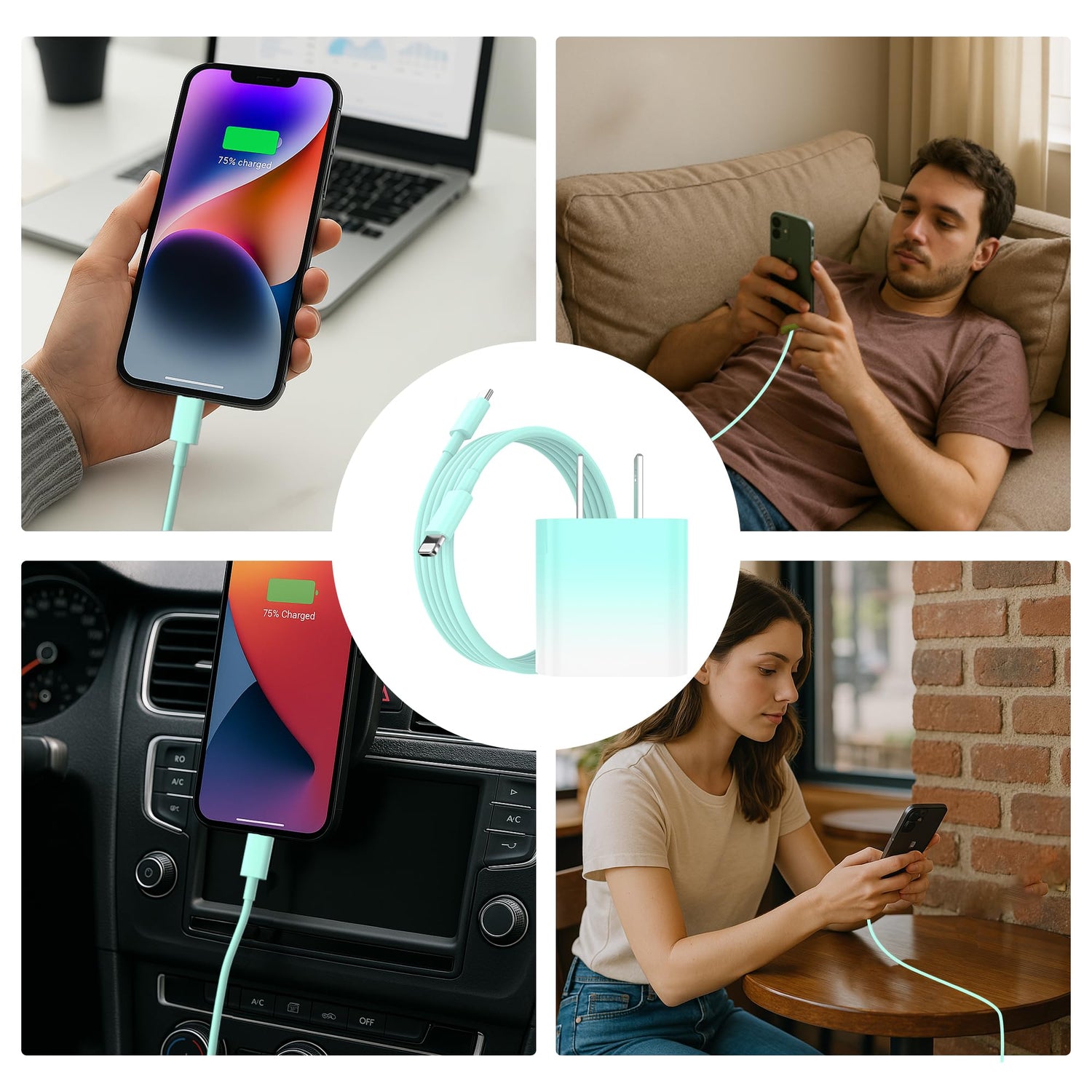 GREPHONE iPhone Charger Fast Charging,20W PD USB C Wall Charger 4 Pack with 6FT Fast Charging Cable
