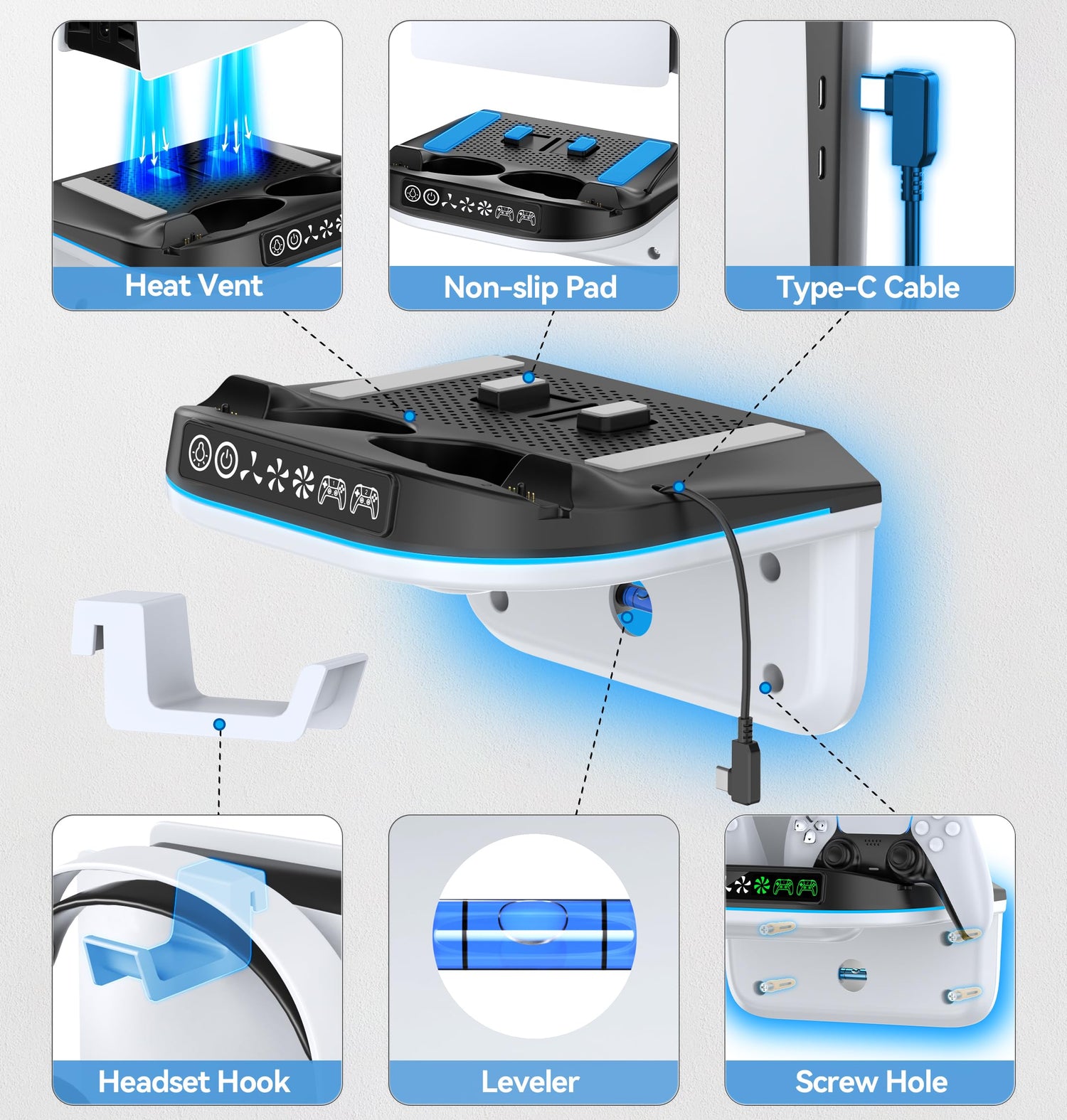 PS5 Soporte de Pared con Ventilador