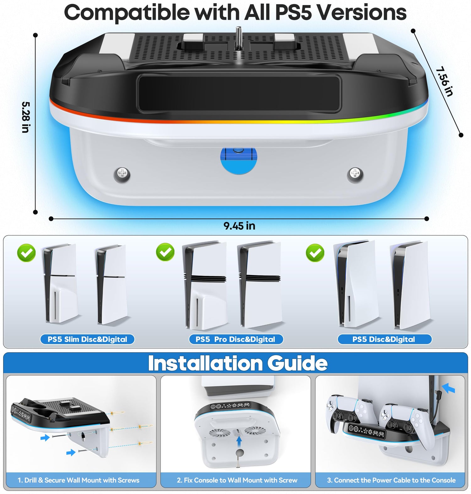 PS5 Soporte de Pared con Ventilador