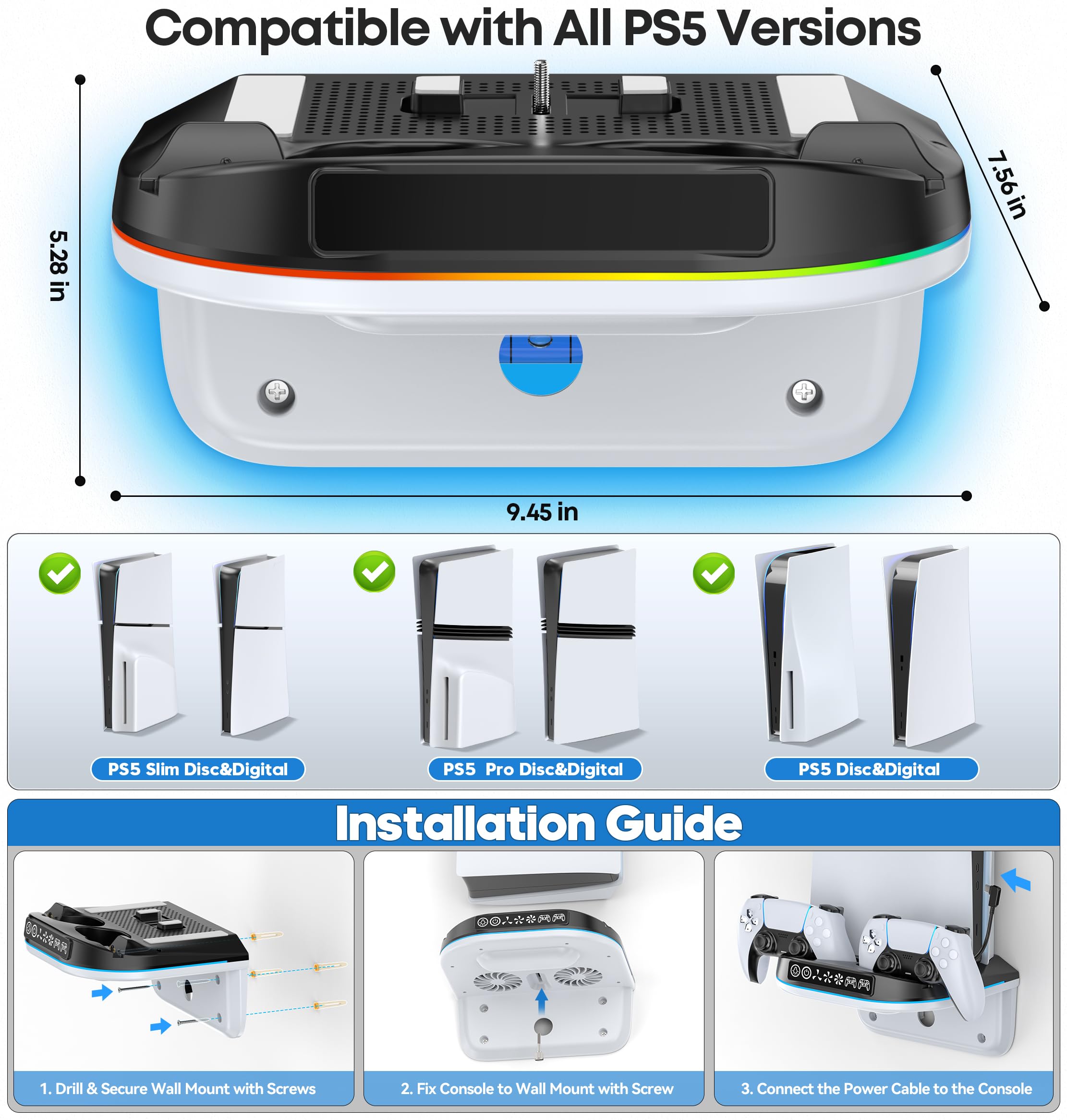 PS5 Soporte de Pared con Ventilador
