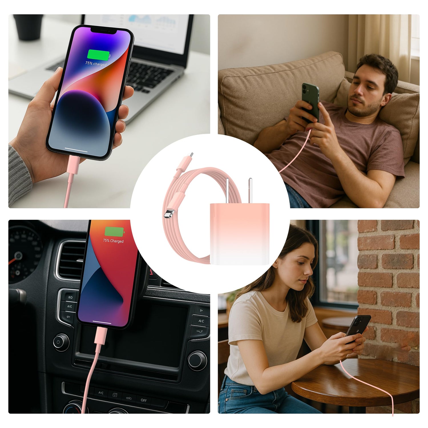 GREPHONE iPhone Charger Fast Charging,20W PD USB C Wall Charger 4 Pack with 6FT Fast Charging Cable