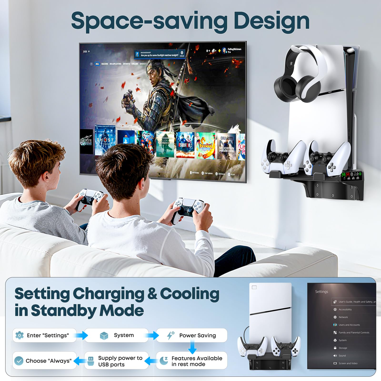 PS5 Soporte de Pared con Ventilador