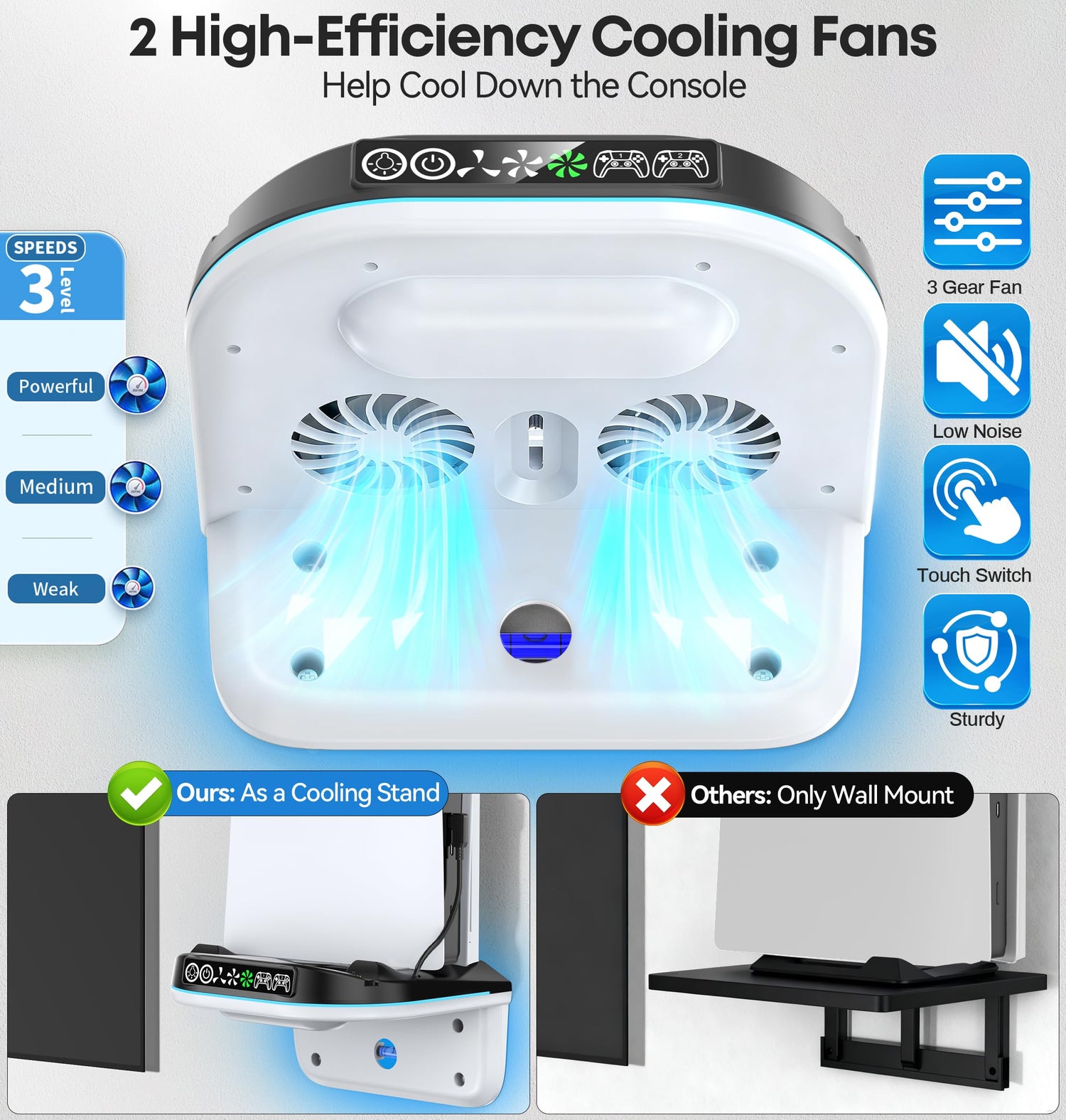 PS5 Soporte de Pared con Ventilador