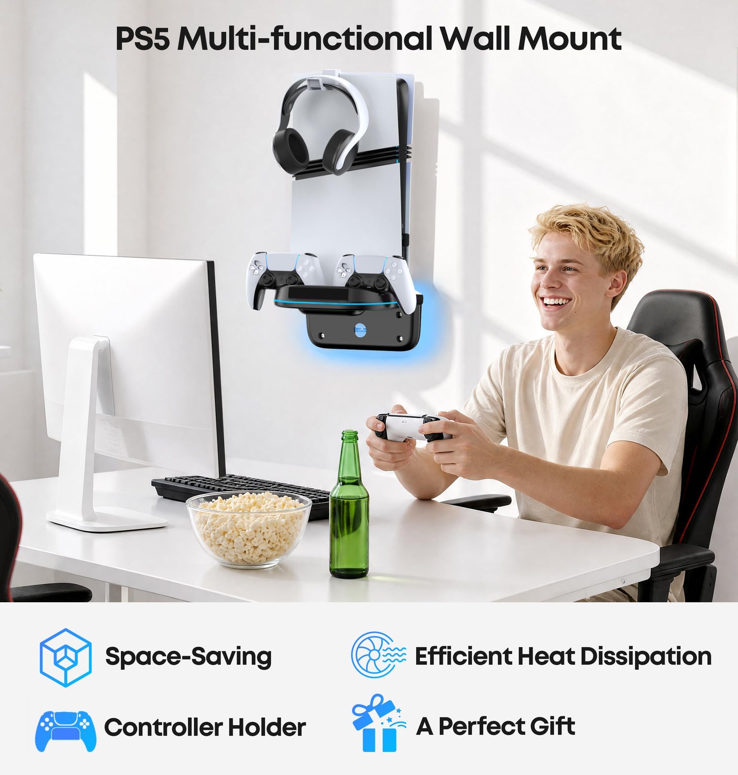 PS5 Soporte de Pared con Ventilador