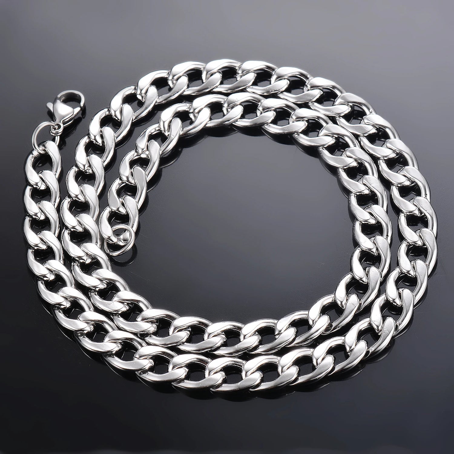 1 Piece Width 3mm-9.5mm Curb Cuban Link Chain Necklace for Men Women Basic Punk Stainless Steel Chain Chokers