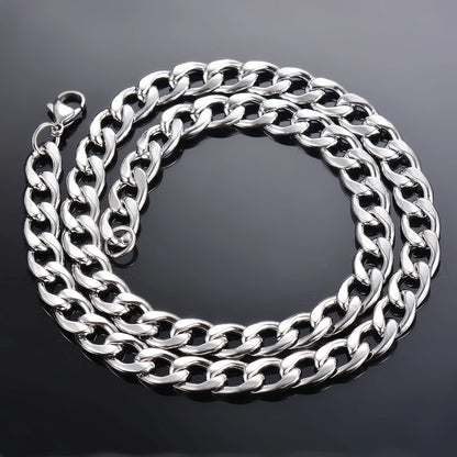 1 Piece Width 3mm-9.5mm Curb Cuban Link Chain Necklace for Men Women Basic Punk Stainless Steel Chain Chokers