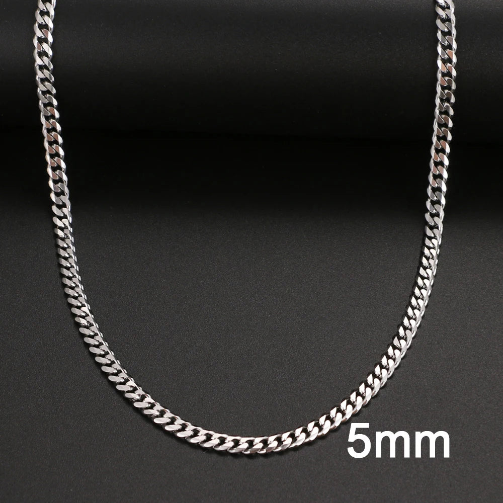 Basic Punk Stainless Steel Necklace For Men Women Cuban Link Chain Chokers Minimalist Choker Necklaces Hot Jewelry Gothic Gifts