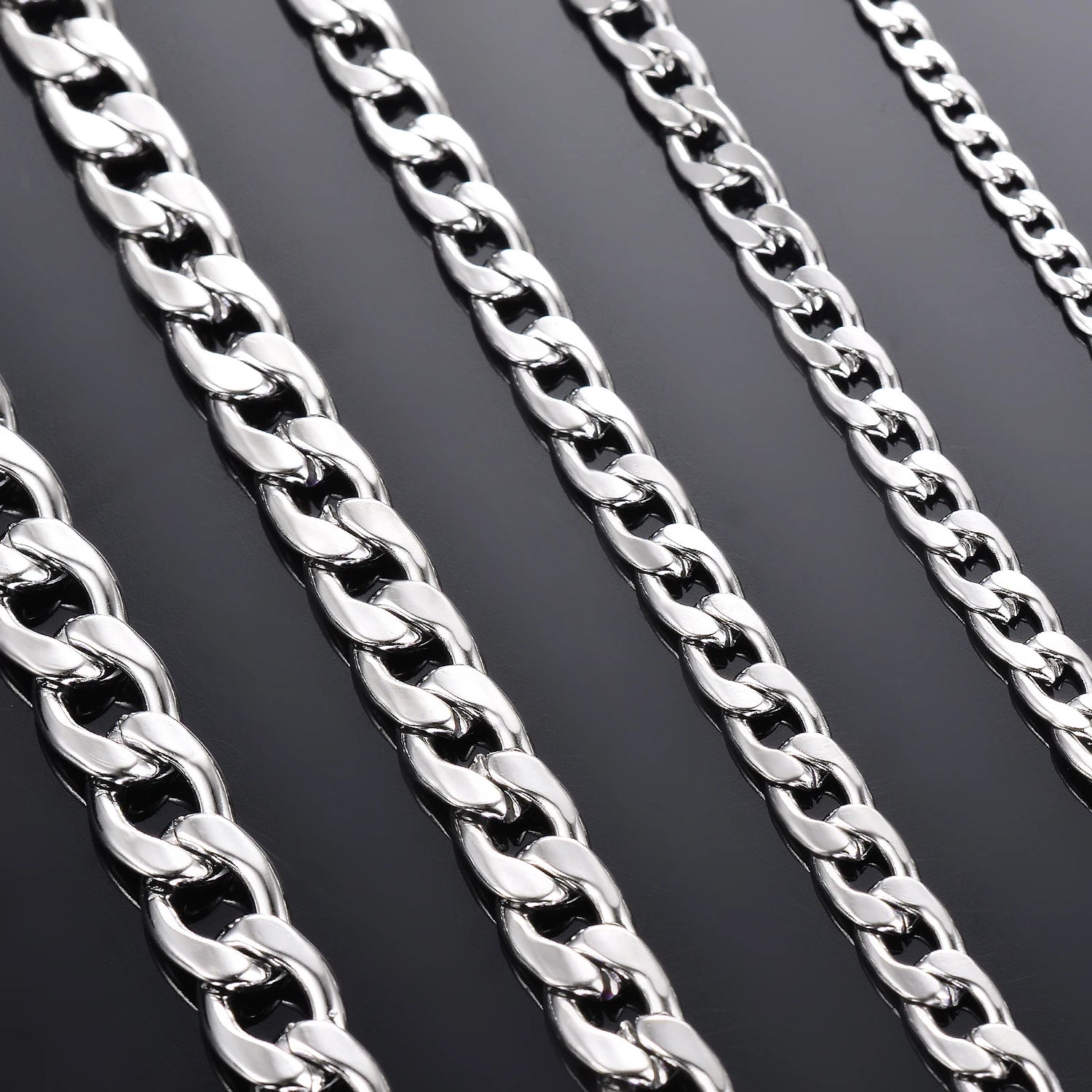 1 Piece Width 3mm-9.5mm Curb Cuban Link Chain Necklace for Men Women Basic Punk Stainless Steel Chain Chokers