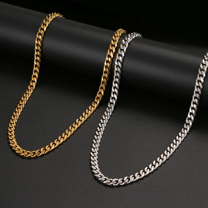 Basic Punk Stainless Steel Necklace For Men Women Cuban Link Chain Chokers Minimalist Choker Necklaces Hot Jewelry Gothic Gifts