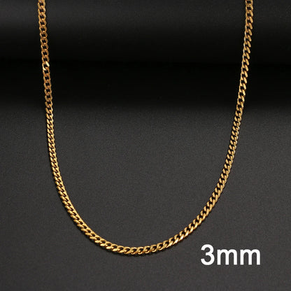 Basic Punk Stainless Steel Necklace For Men Women Cuban Link Chain Chokers Minimalist Choker Necklaces Hot Jewelry Gothic Gifts