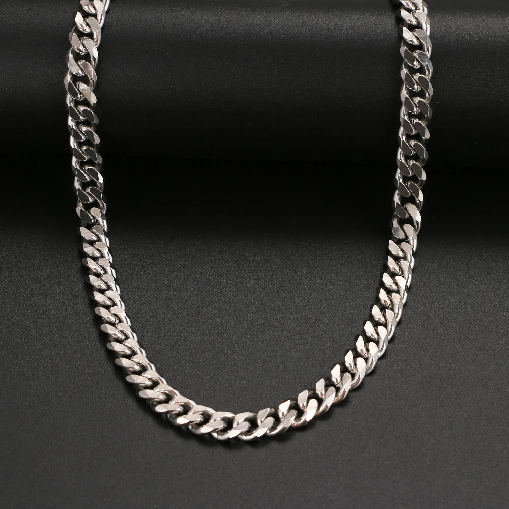 Basic Punk Stainless Steel Necklace For Men Women Cuban Link Chain Chokers Minimalist Choker Necklaces Hot Jewelry Gothic Gifts