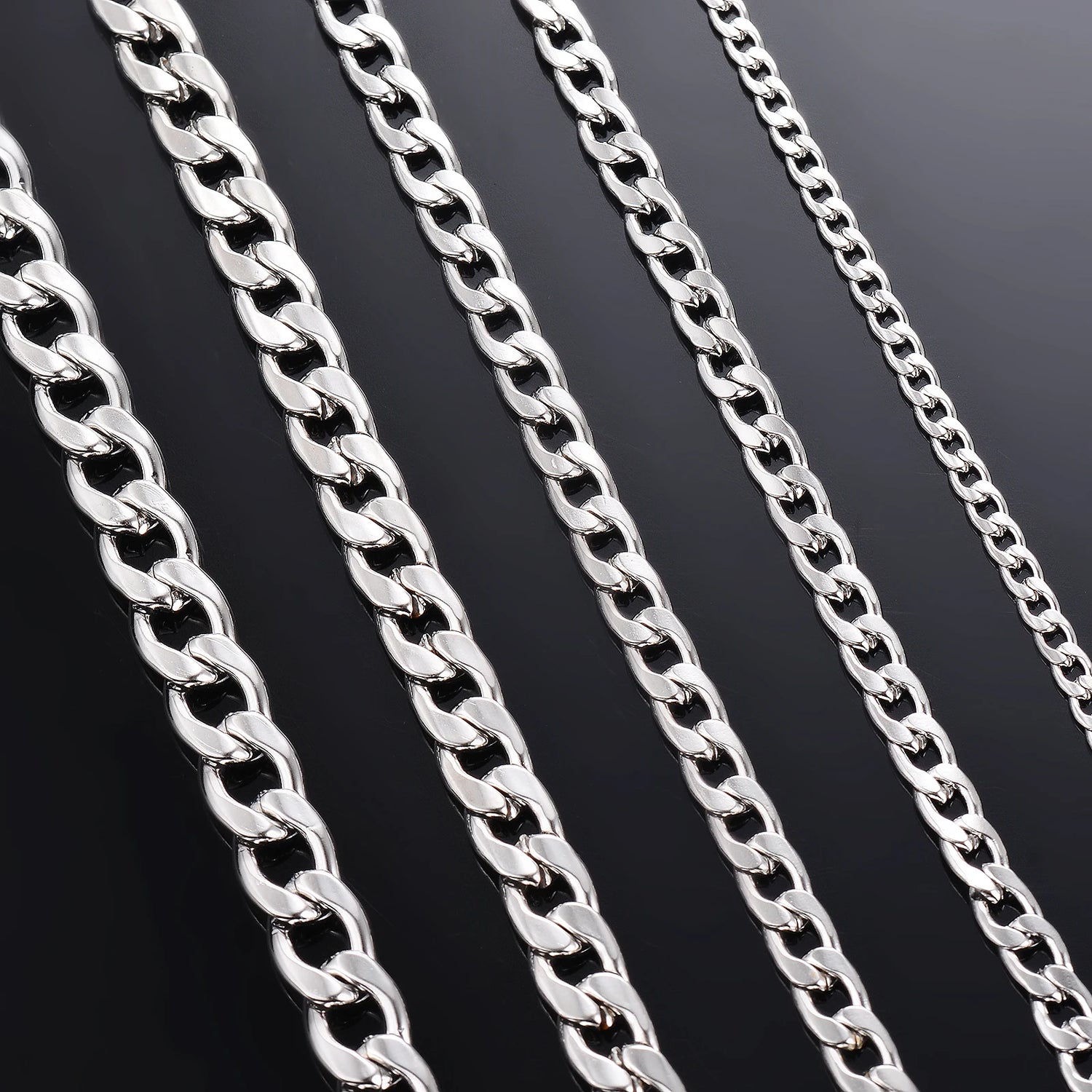 1 Piece Width 3mm-9.5mm Curb Cuban Link Chain Necklace for Men Women Basic Punk Stainless Steel Chain Chokers