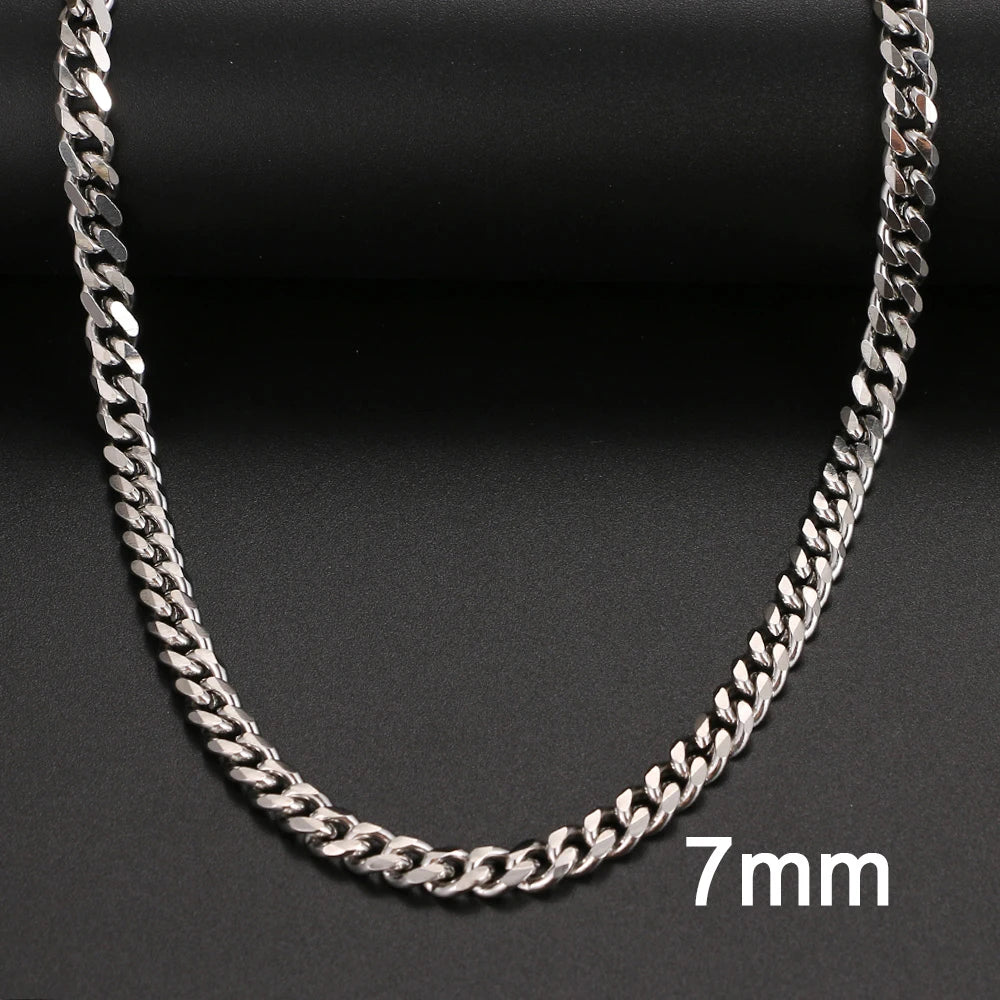 Basic Punk Stainless Steel Necklace For Men Women Cuban Link Chain Chokers Minimalist Choker Necklaces Hot Jewelry Gothic Gifts