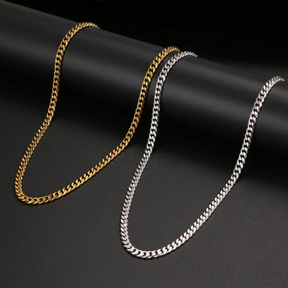 Basic Punk Stainless Steel Necklace For Men Women Cuban Link Chain Chokers Minimalist Choker Necklaces Hot Jewelry Gothic Gifts