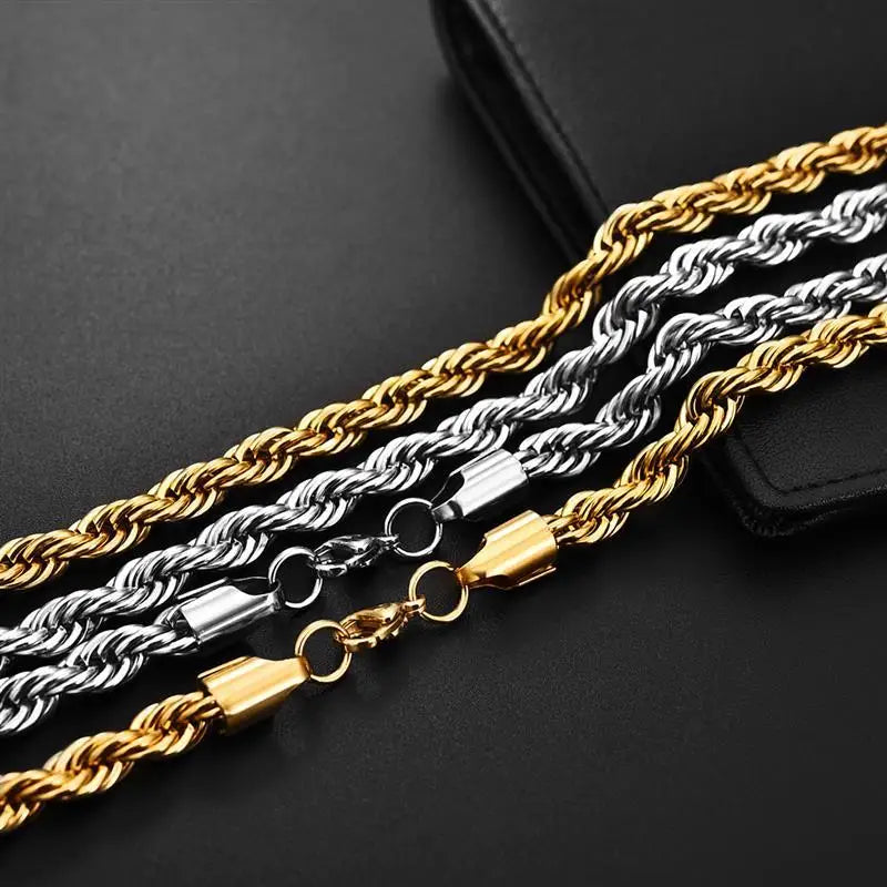 Collar de cadena de acero inoxidable para hombres y mujeres, cadena de eslabones cubanos, color dorado, color plateado, gargantilla punk, joyería de moda masculina, regalo