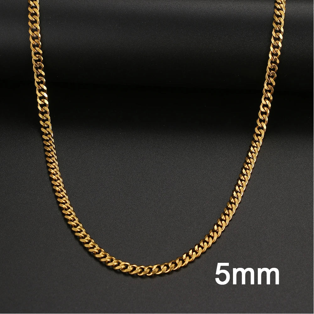 Basic Punk Stainless Steel Necklace For Men Women Cuban Link Chain Chokers Minimalist Choker Necklaces Hot Jewelry Gothic Gifts