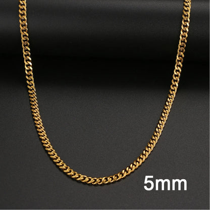 Basic Punk Stainless Steel Necklace For Men Women Cuban Link Chain Chokers Minimalist Choker Necklaces Hot Jewelry Gothic Gifts