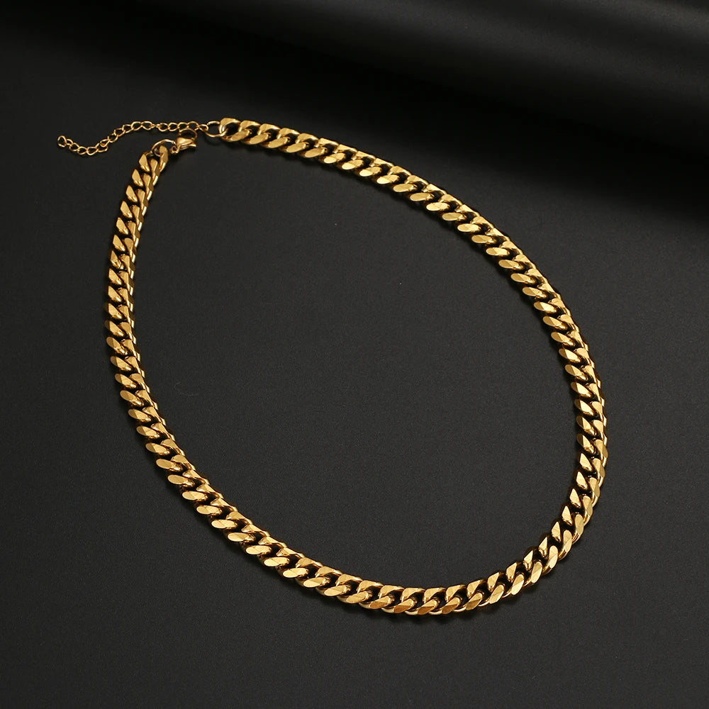 Basic Punk Stainless Steel Necklace For Men Women Cuban Link Chain Chokers Minimalist Choker Necklaces Hot Jewelry Gothic Gifts