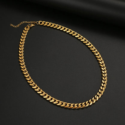 Basic Punk Stainless Steel Necklace For Men Women Cuban Link Chain Chokers Minimalist Choker Necklaces Hot Jewelry Gothic Gifts