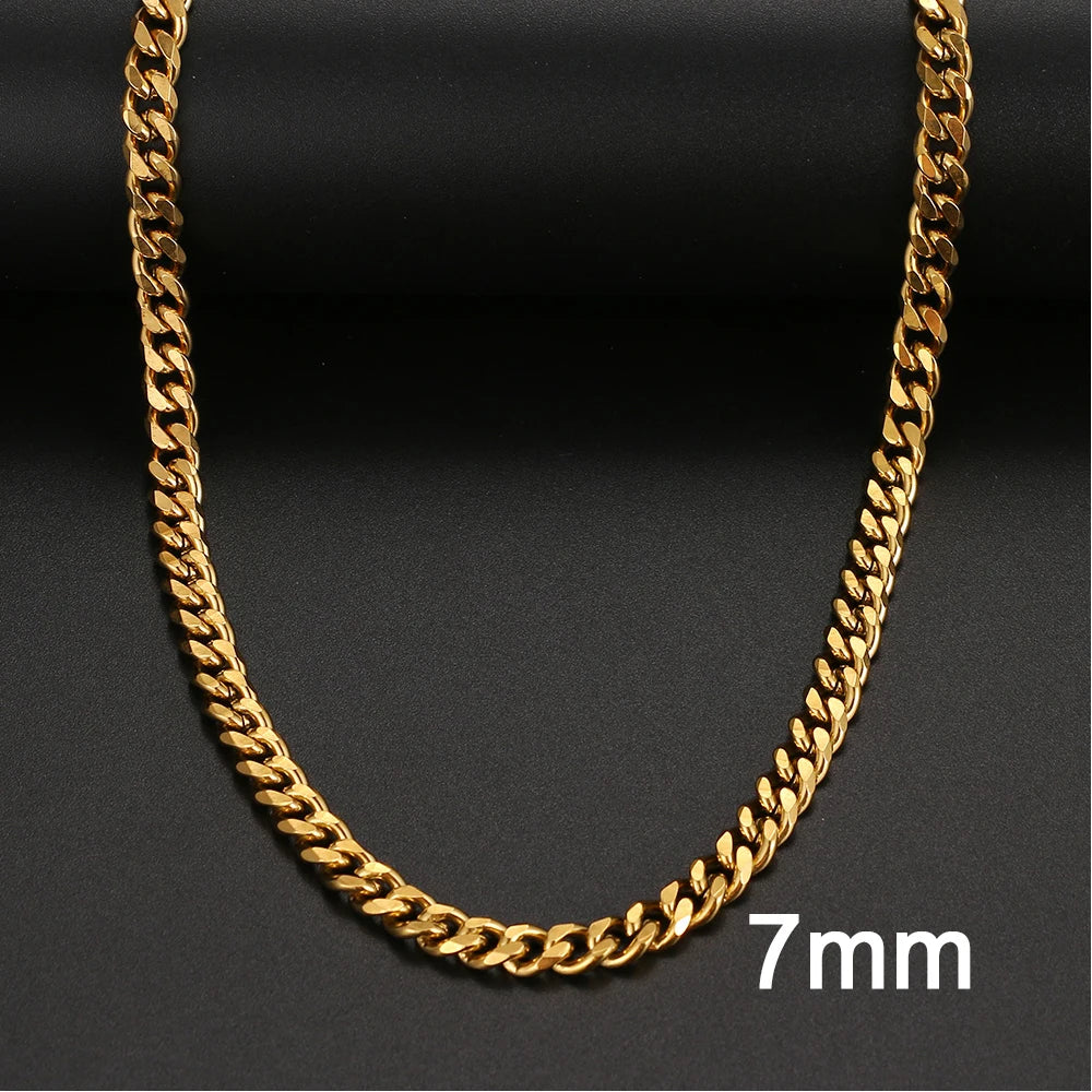 Basic Punk Stainless Steel Necklace For Men Women Cuban Link Chain Chokers Minimalist Choker Necklaces Hot Jewelry Gothic Gifts