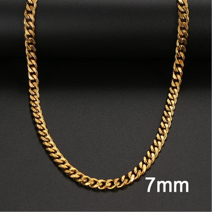Basic Punk Stainless Steel Necklace For Men Women Cuban Link Chain Chokers Minimalist Choker Necklaces Hot Jewelry Gothic Gifts