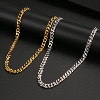 Basic Punk Stainless Steel Necklace For Men Women Cuban Link Chain Chokers Minimalist Choker Necklaces Hot Jewelry Gothic Gifts