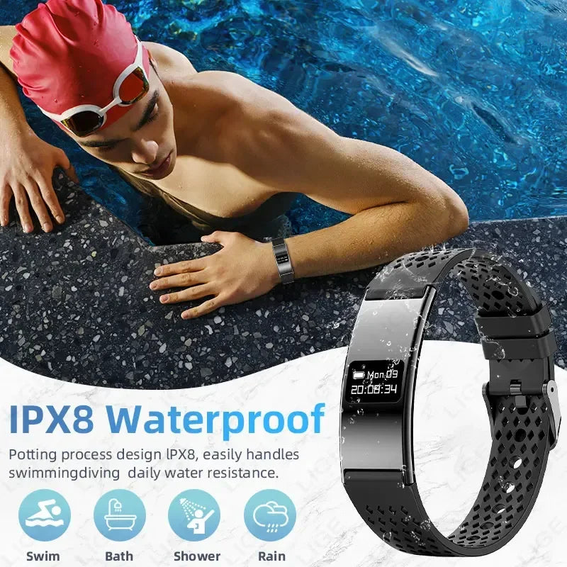 Pulsera inteligente de salud, rastreador de actividad ultraligero, pulsera inteligente con monitor de ritmo cardíaco y sueño, podómetro, reloj inteligente delgado para Android iOS