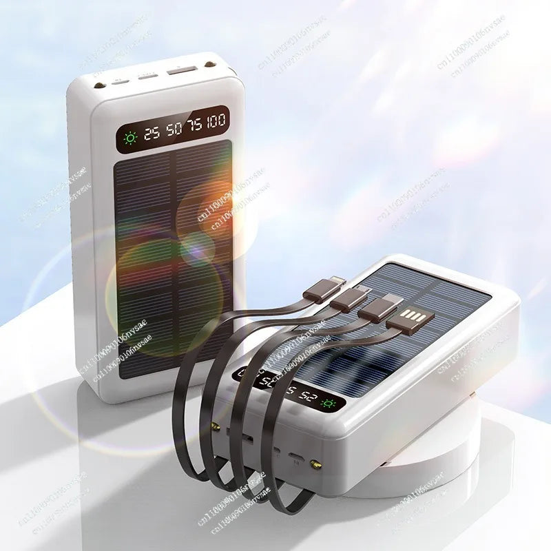 Solar power bank large capacity 5000 mAh fast charging with its own line mobile power