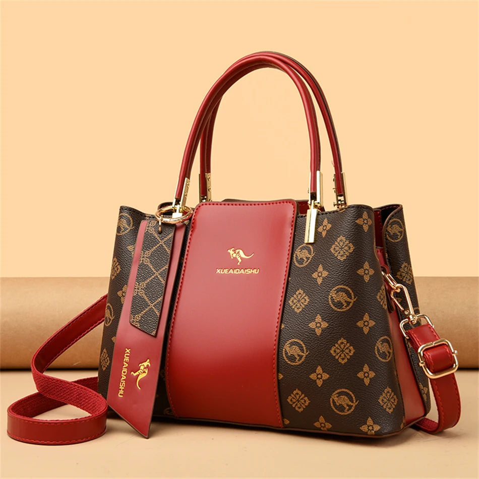 Bolso de hombro cruzado de cuero suave de gran capacidad con estampado de moda de lujo para mujer, bolsos de mano de diseñador para mujer.