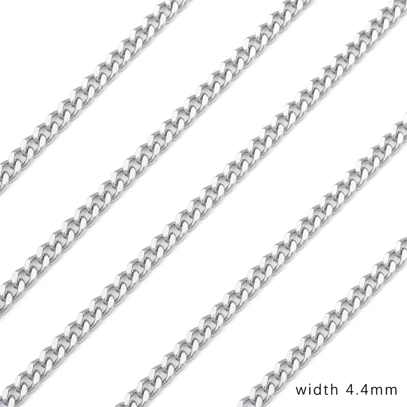 Cadena de acero inoxidable de 1M para hombres y mujeres, cadena de eslabones cubanos, gargantilla básica punk DIY, pulsera, joyería masculina de Hip Hop, regalo