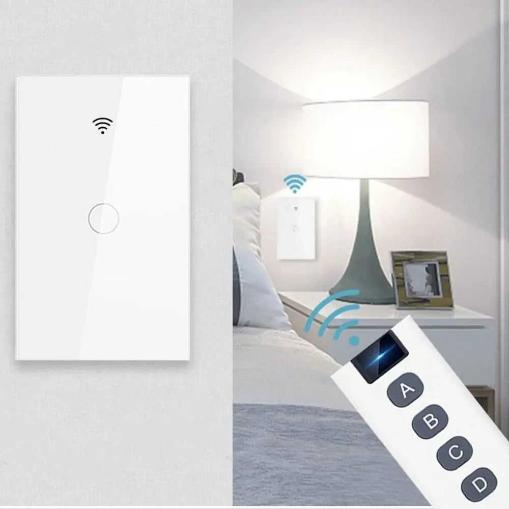 US Plug WiFi Smart Light Switch Single Open App Control Touch Sensor Switch Touch Control Remote Control Wall Switch Smart Home