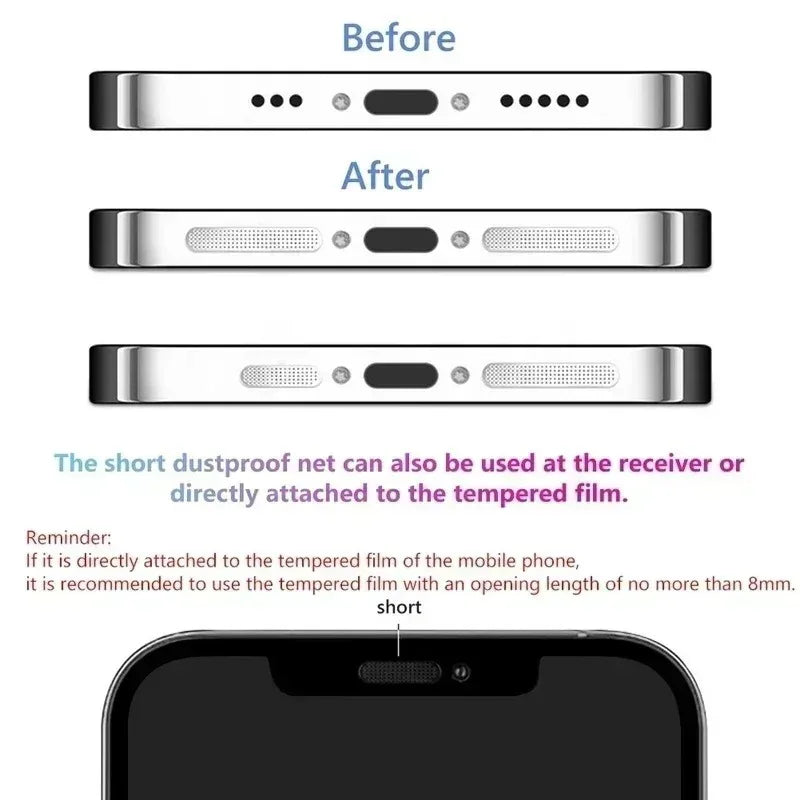 13pcs Universal Metal Mesh Anti Dust Proof Adhesive Net Cover Stickers For iPhone 17 16 15 Pro Max Plus Speaker Hole Anti-Dust