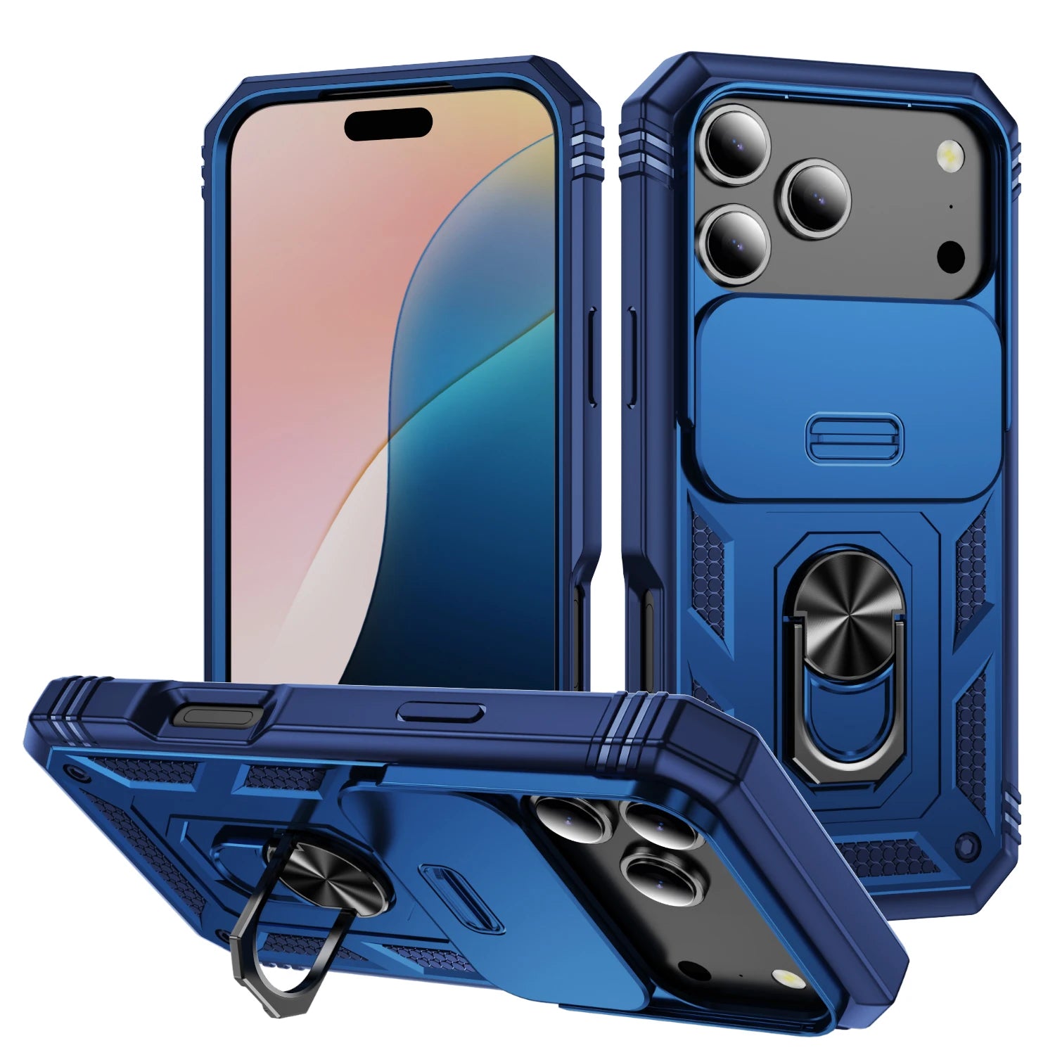 Camera Proctive Phone Case for IPhone 17 Air 16 16E 15 14 13 12 11 XS XR Pro Max Plus Cover With Ring Holder Heavy Duty