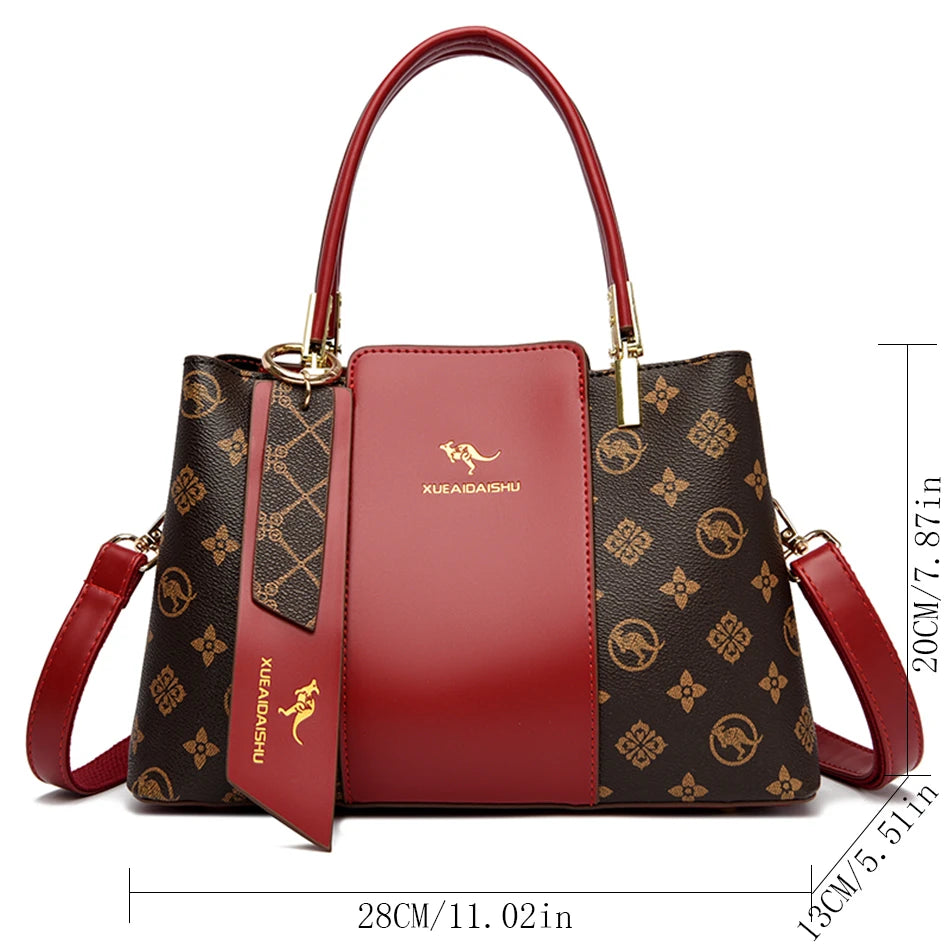 Bolso de hombro cruzado de cuero suave de gran capacidad con estampado de moda de lujo para mujer, bolsos de mano de diseñador para mujer.