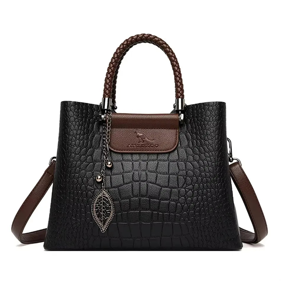 Bolso de hombro cruzado de cuero suave de gran capacidad con estampado de moda de lujo para mujer, bolsos de mano de diseñador para mujer.