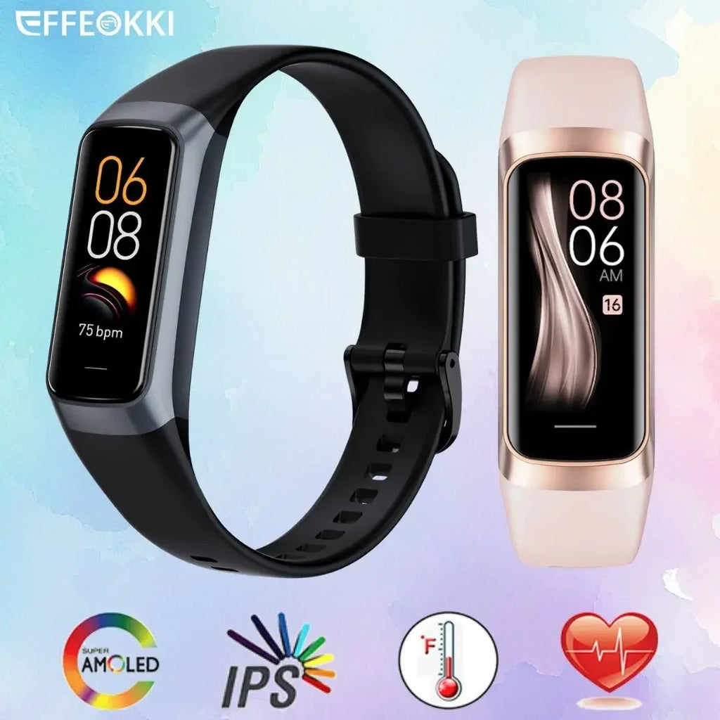 Reloj Inteligente Delgado Hombres Mujeres Pulsera Inteligente 1.1 Pulgadas Amoled Frecuencia Cardíaca Impermeable Temperatura Corporal Rastreador de Actividad Física