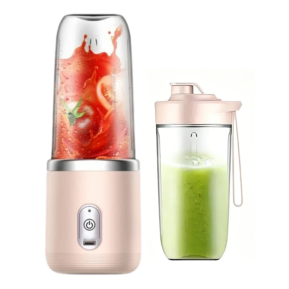 Licuadoras exprimidoras de fruta portátiles, mini botellas eléctricas personales para exteriores, carga USB para el hogar, 6 cuchillas, máquina exprimidora de doble vaso