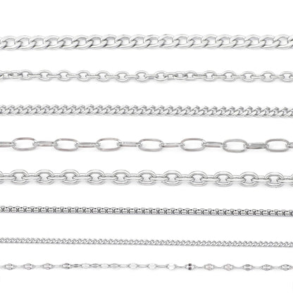 Cadena de acero inoxidable de 1M para hombres y mujeres, cadena de eslabones cubanos, gargantilla básica punk DIY, pulsera, joyería masculina de Hip Hop, regalo