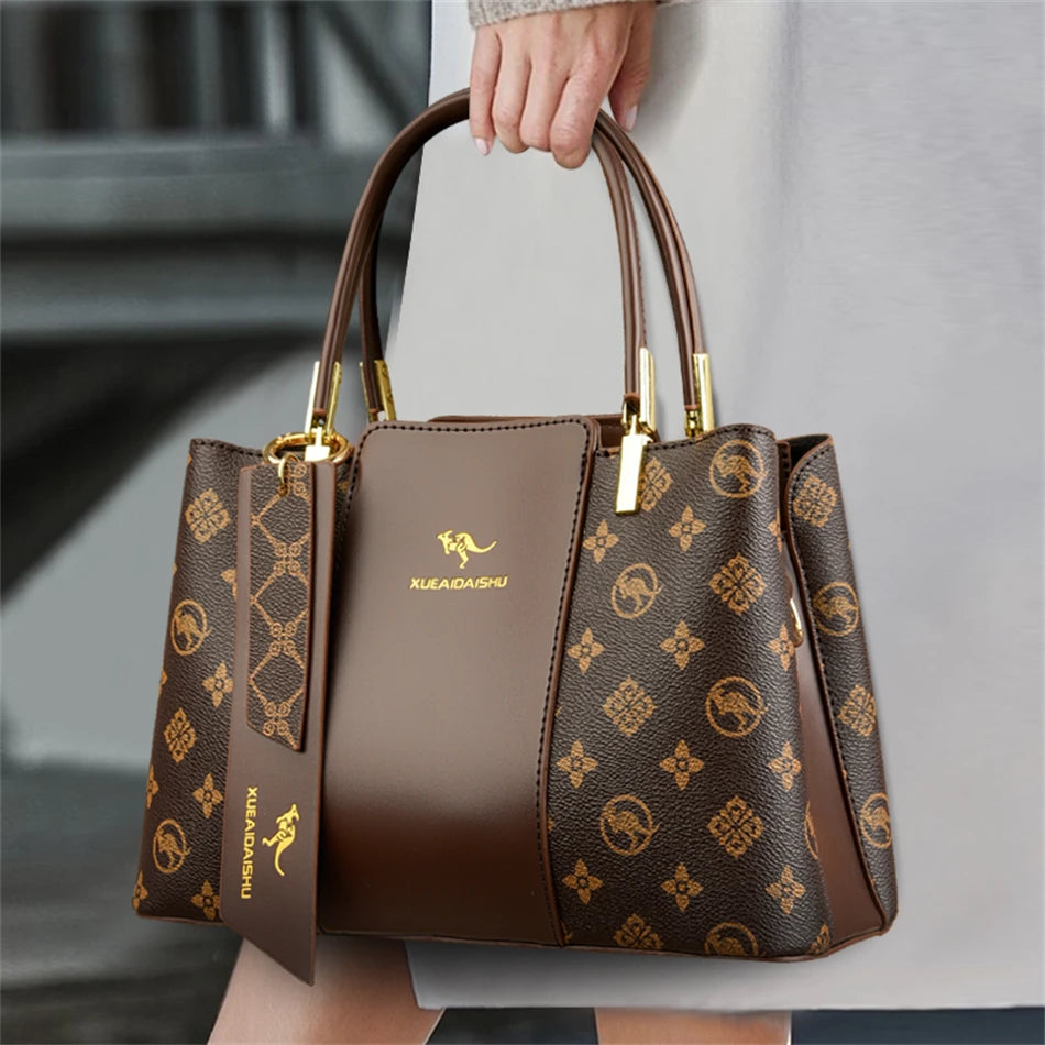 Bolso de hombro cruzado de cuero suave de gran capacidad con estampado de moda de lujo para mujer, bolsos de mano de diseñador para mujer.