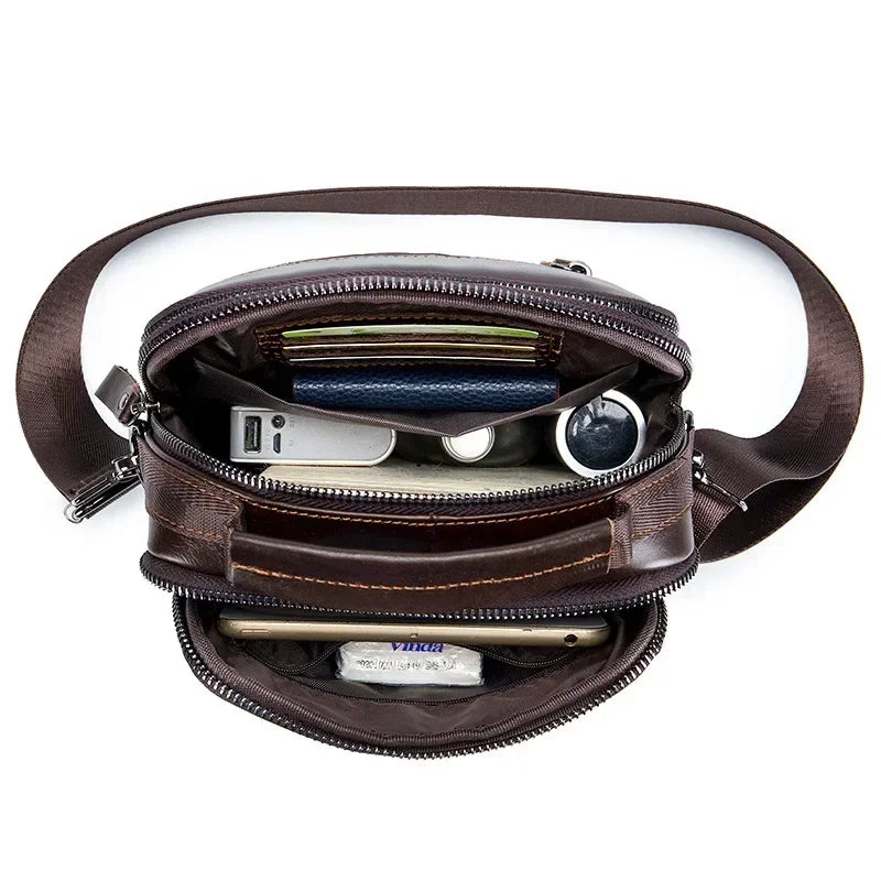 Bolso de mano nuevo para hombre, bandolera de piel auténtica, bolso de lujo para marido, bolso cruzado para hombre