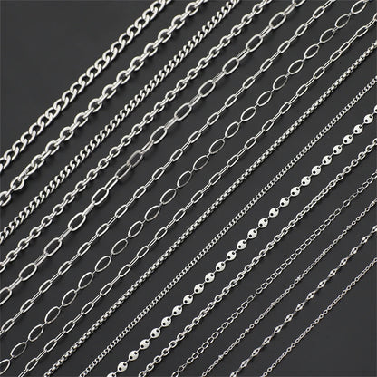 Cadena de acero inoxidable de 1M para hombres y mujeres, cadena de eslabones cubanos, gargantilla básica punk DIY, pulsera, joyería masculina de Hip Hop, regalo