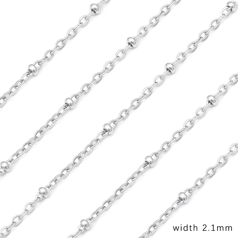Cadena de acero inoxidable de 1M para hombres y mujeres, cadena de eslabones cubanos, gargantilla básica punk DIY, pulsera, joyería masculina de Hip Hop, regalo