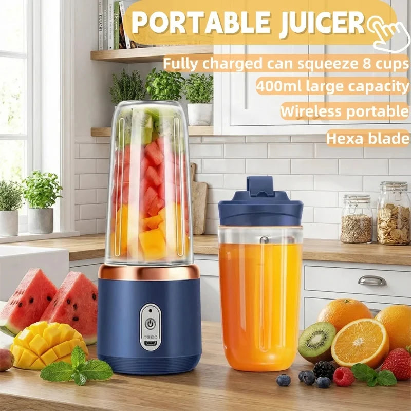 Máquina exprimidora eléctrica de frutas 400ML, licuadora de batidos de leche, exprimidor portátil de doble vaso, batidora multifunción para el hogar